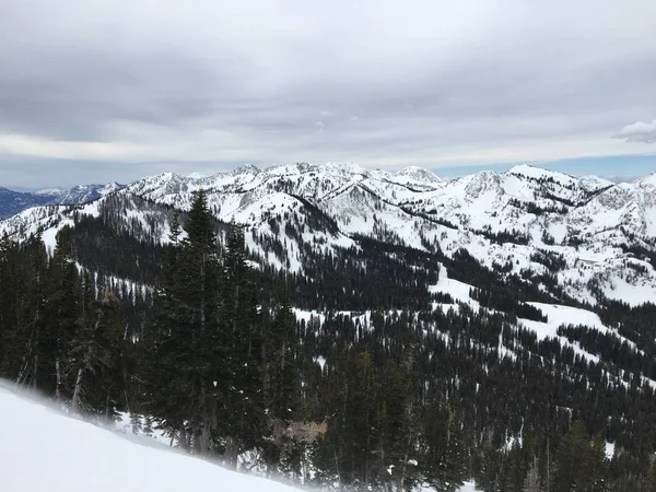 Vista Majestosa Inverno Torno Wasatch Front Rocky Mountains Brighton Ski — Fotografia de Stock