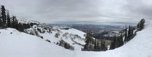 Vista Majestosa Inverno Torno Wasatch Front Rocky Mountains Brighton Ski — Fotografia de Stock