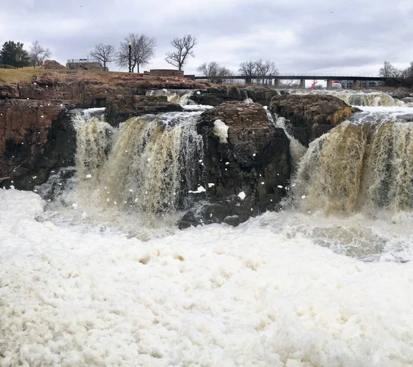 Der Große Sioux Fluss Fließt Über Felsen Sioux Falls South — Stockfoto