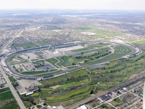 Вид Воздуха Indianapolis 500 Автомобильную Гонку Проходящую Ежегодно Indianapolis Motor — стоковое фото