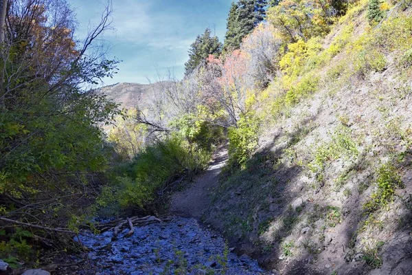 Hiking Path Views Oquirrh Mountains Fall Leaves Wasatch Front Rocky — Stock Photo, Image