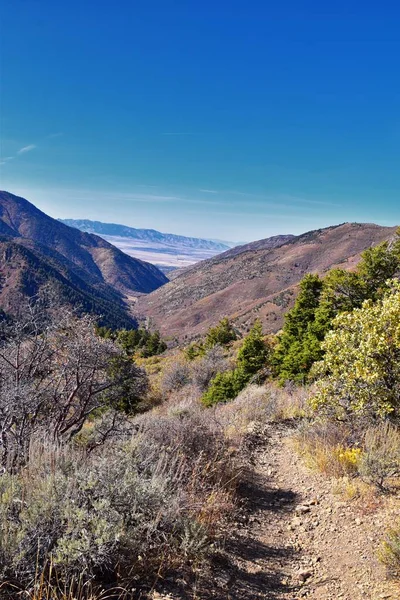 Butterfield Canyon Túraútvonal Kilátás Nyílik Oquirrh Tartomány Mentén Wasatch Front — Stock Fotó