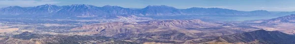 Wasatch Front Rocky Krajobrazy Górskie Zakresu Oquirrh Patrząc Jezioro Utah — Zdjęcie stockowe