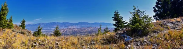 Wespe Vor Felsigen Berglandschaften Von Oquirrh Bereich Blick Auf Utah — Stockfoto