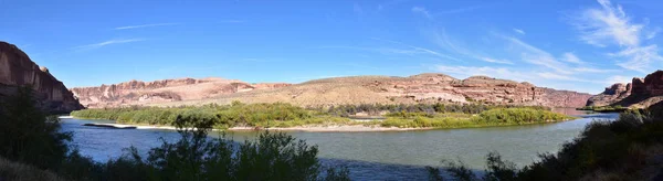 Moab Panorama Widoki Colorado River Highway 128 Utah Wokół Kanionu — Zdjęcie stockowe