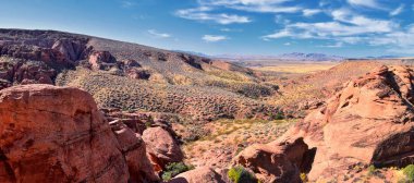 Kızıl Kayalıklar Ulusal Koruma Alanı Yabanı ve Fil Kemeri 'nden Kar Kanyonu Parkı ve Utah' ın çöl rezervinde bulunan St. George, Utah 'ın kemik yıkama yolu. Birleşik Devletler. Usa.