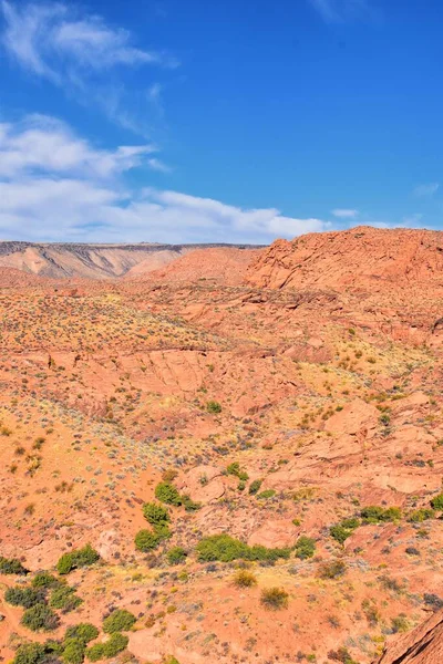 Red Cliffs National Conservation Area Wilderness and Snow Canyon State Park from the  Elephant Arch and bone wash Trail by St George, Utah in desert reserve. United States. USA.