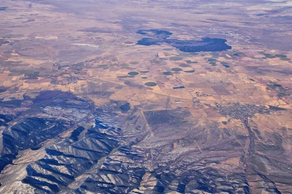 Colorado Skalnaté Hory Letecký Pohled Letadla Abstraktní Krajiny Vrcholů Kaňonů — Stock fotografie