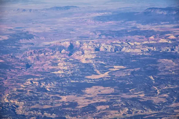 Colorado Rocky Mountains Flygfoto Från Flygplan Abstrakta Landskap Toppar Raviner — Stockfoto