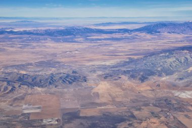Rocky Dağları, Oquirrh menzilli hava manzarası, Wasatch Front Rock uçaktan. Güney Ürdün, Batı Vadisi, Magna ve Herriman, Büyük Salt Lake Utah 'ın yanında. Amerika Birleşik Devletleri. Usa.