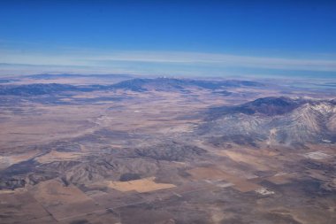 Rocky Dağları, Oquirrh menzilli hava manzarası, Wasatch Front Rock uçaktan. Güney Ürdün, Batı Vadisi, Magna ve Herriman, Büyük Salt Lake Utah 'ın yanında. Amerika Birleşik Devletleri. Usa.