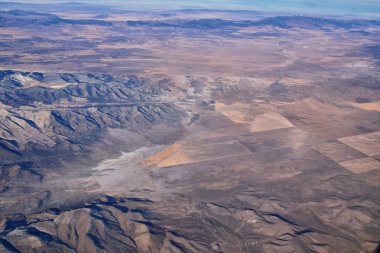 Rocky Dağları, Oquirrh menzilli hava manzarası, Wasatch Front Rock uçaktan. Güney Ürdün, Batı Vadisi, Magna ve Herriman, Büyük Salt Lake Utah 'ın yanında. Amerika Birleşik Devletleri. Usa.