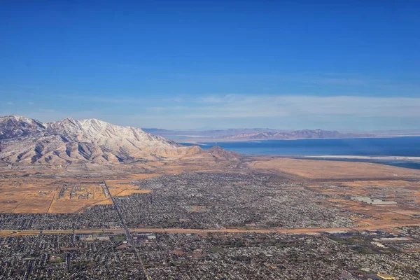 Rocky Mountains Oquirrh Range Air View Wasatch Front Rock Plane — стокове фото