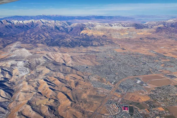 Rocky Mountains Oquirrh Range Air View Wasatch Front Rock Plane — стокове фото