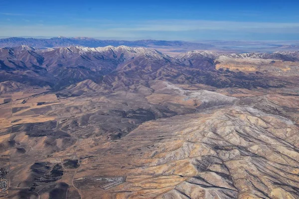 Rocky Mountains Oquirrh Range Airview Wasatchfront Rock Airplane Южная Иордания — стоковое фото