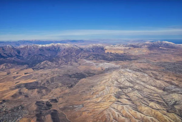 Rocky Mountains Oquirrh Range Airview Wasatchfront Rock Airplane Южная Иордания — стоковое фото