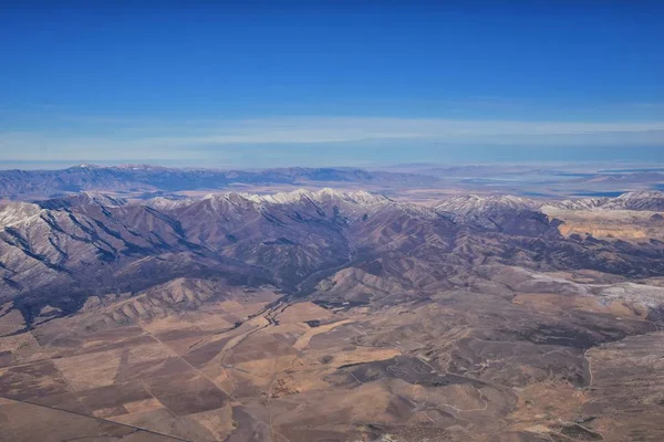 Rocky Mountains Oquirrh Range Airview Wasatchfront Rock Airplane Южная Иордания — стоковое фото
