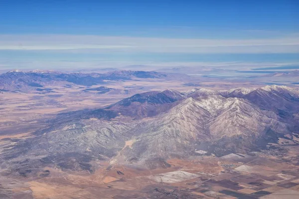 Rocky Mountains Oquirrh Range Airview Wasatchfront Rock Airplane Южная Иордания — стоковое фото