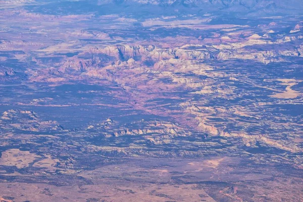 Zions National Park Utah Aerial View Airplane Abstract Landscapes Peaks — Stock Photo, Image