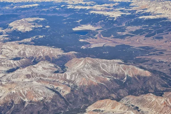 Колорадо Скалистые Горы Панорамный Вид Самолета Абстрактных Пейзажей Пиков Каньонов — стоковое фото