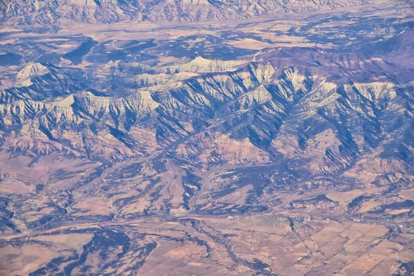 Colorado Montañas Rocosas Vistas Panorámicas Aéreas Desde Avión Paisajes Abstractos —  Fotos de Stock