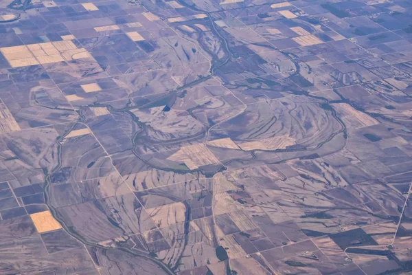 Μισσισσιππή Ποταμός Εναέρια Θέα Τοπίο Από Αεροπλάνο Πάνω Από Σύνορα — Φωτογραφία Αρχείου