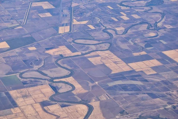 Μισσισσιππή Ποταμός Εναέρια Θέα Τοπίο Από Αεροπλάνο Πάνω Από Σύνορα — Φωτογραφία Αρχείου