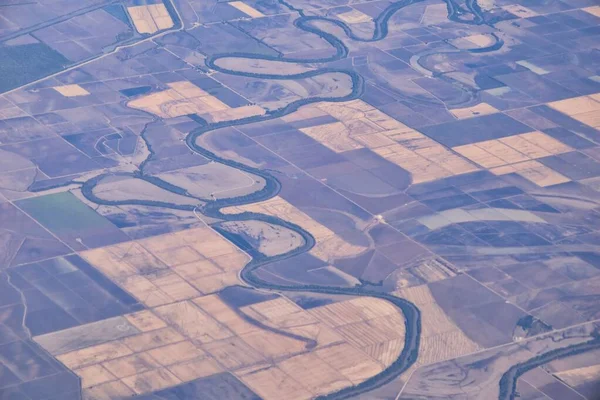 Mississippi River Flygbilder Landskap Från Flygplan Över Gränsen Till Arkansas — Stockfoto