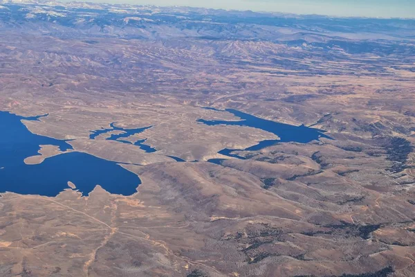 Vista Aérea Del Dron Del Lago Strawberry Reservoir Bay Desde — Foto de Stock