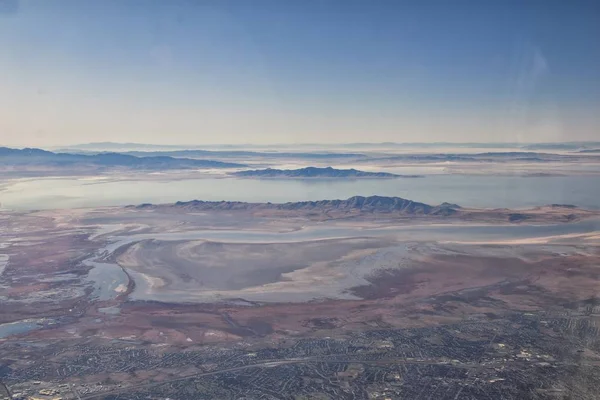 Wasatch Front Rocky Mountain Range Vista Aérea Desde Avión Otoño — Foto de Stock