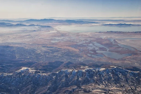 Wasatch Front Rocky Mountain Range Vista Aérea Desde Avión Otoño —  Fotos de Stock