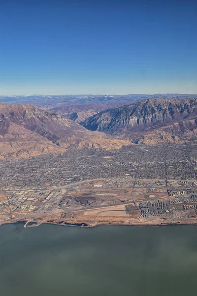 Wasatch Front Rocky Mountain Range Vista Aérea Desde Avión Otoño —  Fotos de Stock