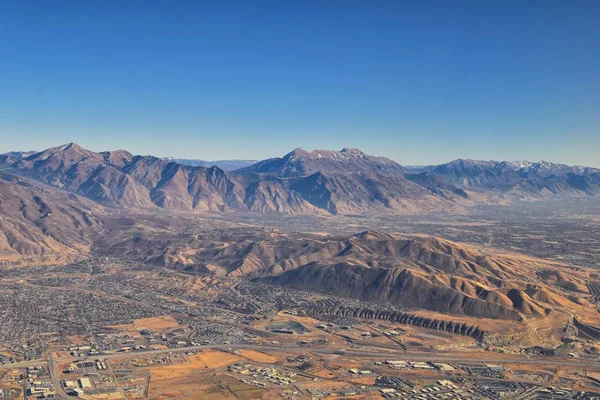 Wasatch Front Rocky Mountain Range Vista Aérea Desde Avión Otoño —  Fotos de Stock