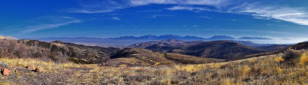 Άποψη Του Wasatch Front Rocky Βουνά Από Την Oquirrh Βουνά — Φωτογραφία Αρχείου