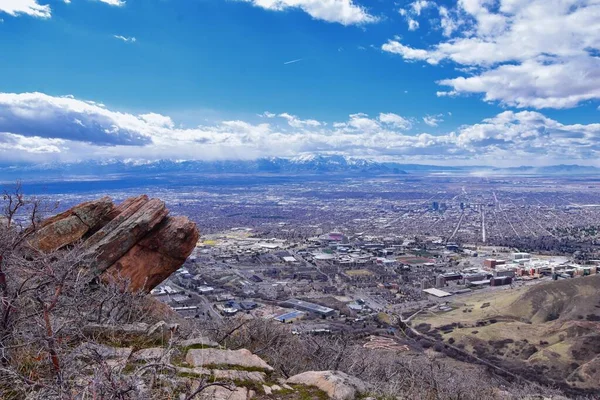 Vista Panorámica Salt Lake Valley City Desde Sendero Red Butte — Foto de Stock