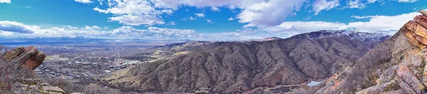 Salt Lake Valley Vista Panorâmica Cidade Partir Red Butte Trail — Fotografia de Stock