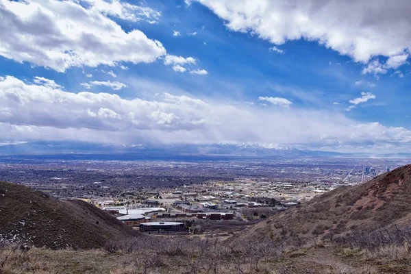 Vista Panorámica Salt Lake Valley City Desde Sendero Red Butte — Foto de Stock