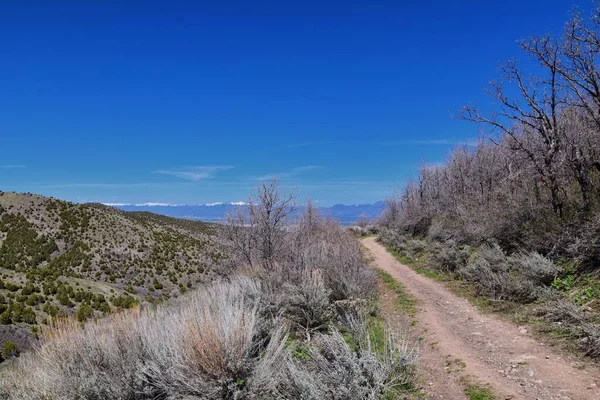 Vistas Wasatch Front Montanhas Rochosas Das Montanhas Oquirrh Início Primavera — Fotografia de Stock