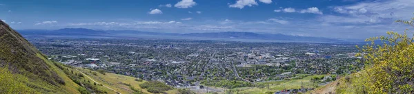 Provo Landskap Och Utah Lake Utsikt Från Bonneville Shoreline Trail — Stockfoto