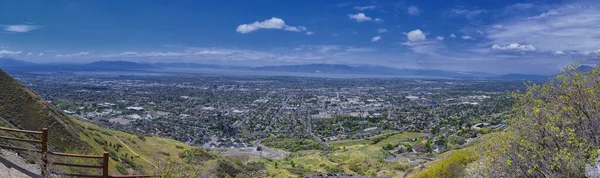 Provo Τοπίο Και Γιούτα Θέα Στη Λίμνη Από Bonneville Shoreline — Φωτογραφία Αρχείου