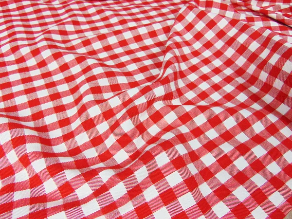 Weiß Rote Tischdecke Picknick Auf Holzgrund — Stockfoto