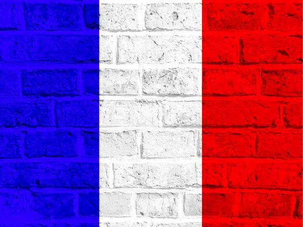 Bandera Francia Una Pared Ladrillo — Foto de Stock