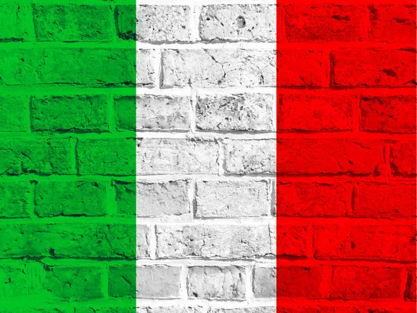 Drapeau Italie Sur Mur Briques — Photo