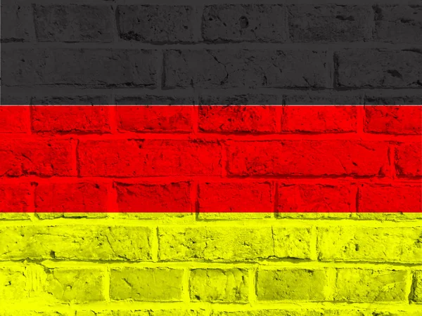 Németország Zászló Egy Téglafal — Stock Fotó