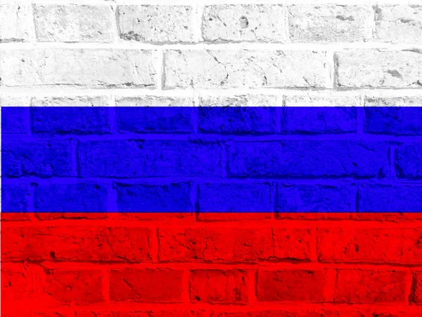 Flaga Rosji Ceglany Mur — Zdjęcie stockowe