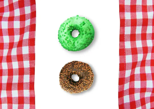 Süße Und Leckere Donuts Mit Verschiedenen Polewami Ist Der Perfekte — Stockfoto