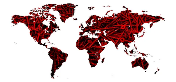 Rnokolorowa Mapa Nosso Mundo Mapa Terra Com Todos Continentes — Fotografia de Stock