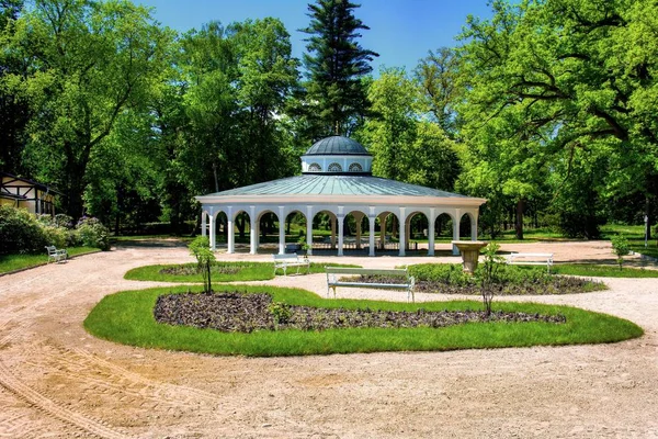Soğuk maden suyu kaynağı Luisa Pavyonu - küçük batı Bohemya kaplıca kasabası Frantiskovy Lazne (Franzensbad) - Çek Cumhuriyeti