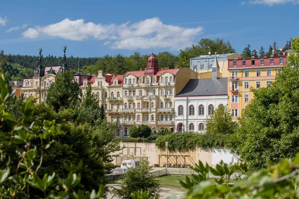 Marianske Lazne (Marienbad) kaplıca kasabasının merkezi - Çek Cumhuriyeti 'nin batısındaki ünlü Bohemya spa kasabası (Karlovy Vary bölgesi))