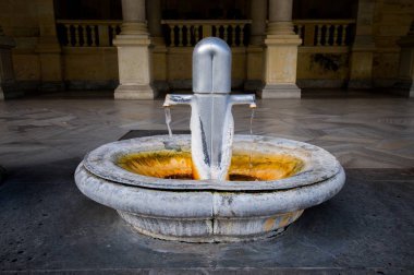 Karlovy Vary 'deki termal maden suyu kaynağı (Karlsbad) - Çek Cumhuriyeti